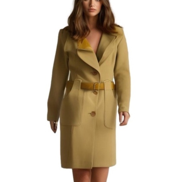 MACKAGE Tan Brown Wool Blend Luxury Trench Coat SZ Medium - Picture 1 of 13